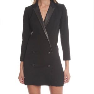 The Kooples Blazer Dress with Leather Trim